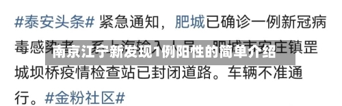 南京江宁新发现1例阳性的简单介绍-第3张图片