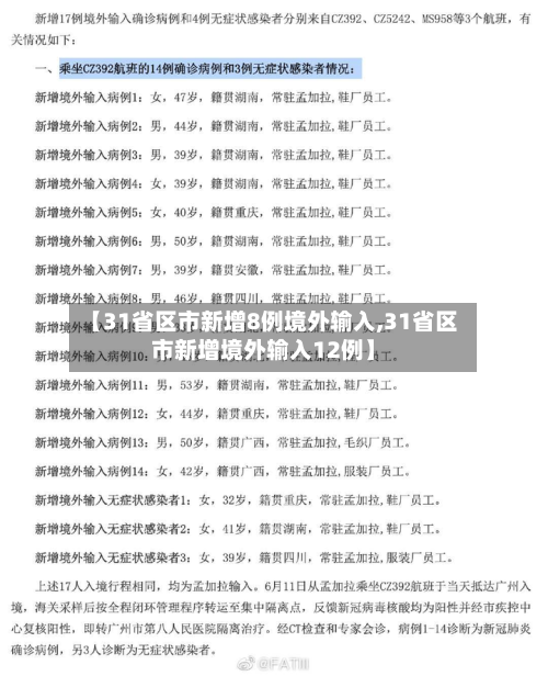 【31省区市新增8例境外输入,31省区市新增境外输入12例】-第3张图片