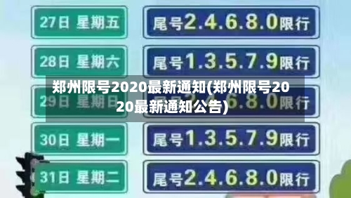 郑州限号2020最新通知(郑州限号2020最新通知公告)
