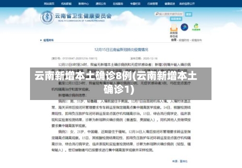 云南新增本土确诊8例(云南新增本土确诊1)