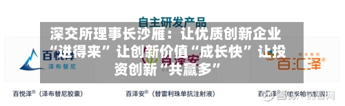 深交所理事长沙雁：让优质创新企业“进得来” 让创新价值“成长快” 让投资创新“共赢多”