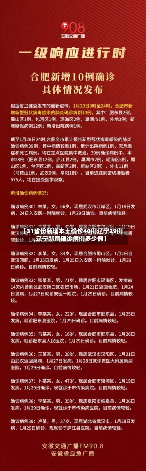 【31省份新增本土确诊40例辽宁29例,辽宁新增确诊病例多少例】