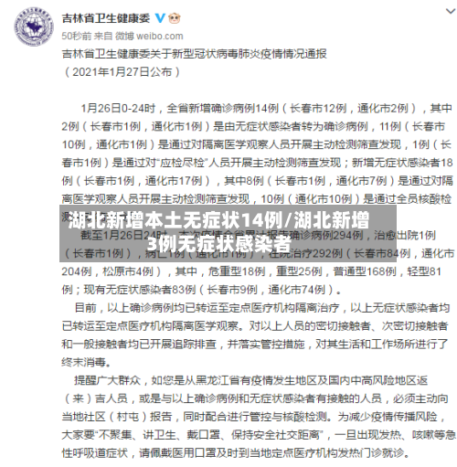 湖北新增本土无症状14例/湖北新增3例无症状感染者