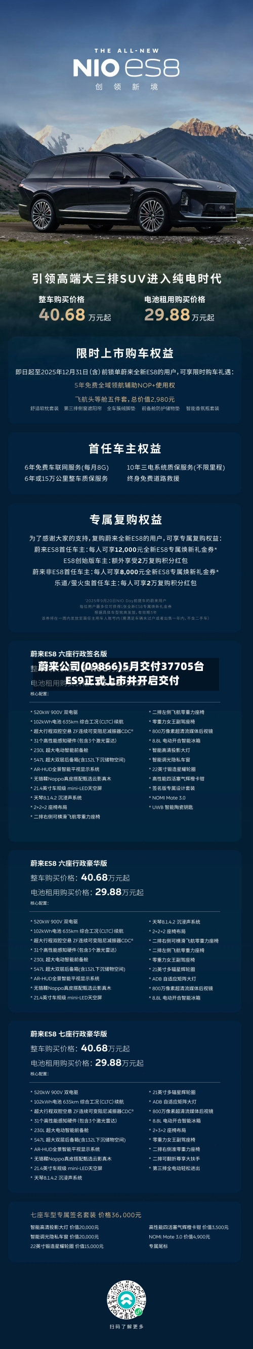 蔚来公司(09866)5月交付37705台 ES9正式上市并开启交付-第2张图片