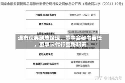 退市观典副总经理、董事会秘书离任，董事长代行董秘职责
