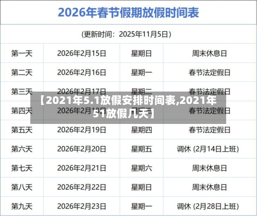 【2021年5.1放假安排时间表,2021年51放假几天】