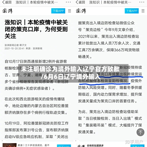 未注明确诊为境外输入辽宁官方致歉/6月6日辽宁境外输入