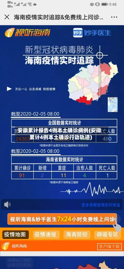 安徽累计报告4例本土确诊病例(安徽累计4例本土确诊行动轨迹)-第2张图片