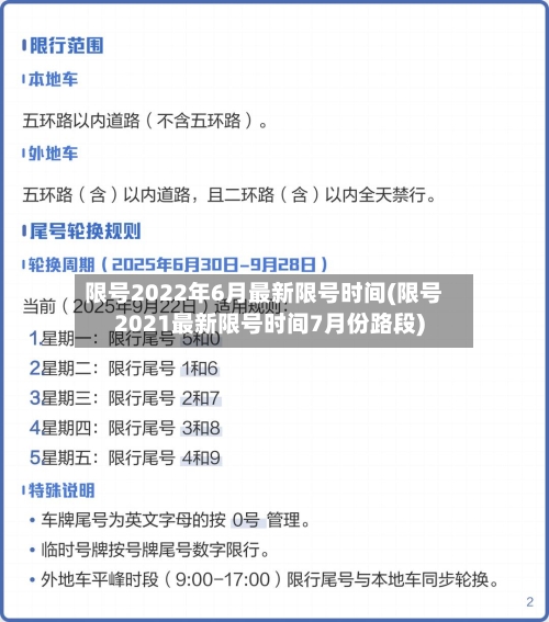 限号2022年6月最新限号时间(限号2021最新限号时间7月份路段)-第3张图片