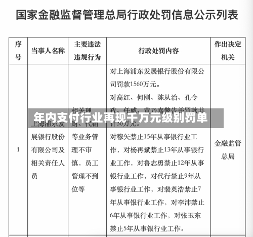 年内支付行业再现千万元级别罚单