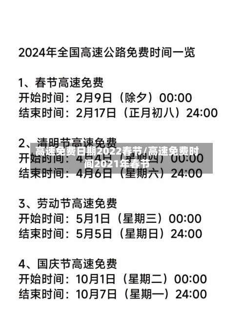 高速免费日期2022春节/高速免费时间2021年春节