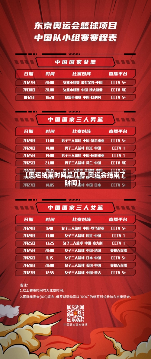 【奥运结束时间是几号,奥运会结束了时间】