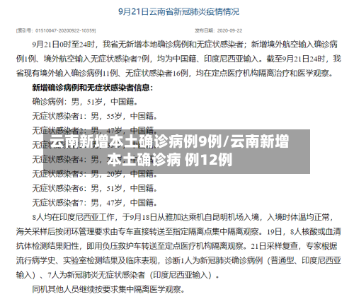 云南新增本土确诊病例9例/云南新增本土确诊病 例12例-第2张图片