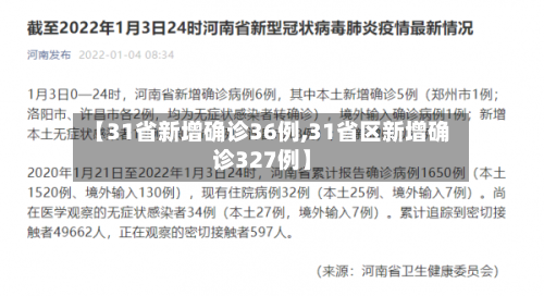 【31省新增确诊36例,31省区新增确诊327例】