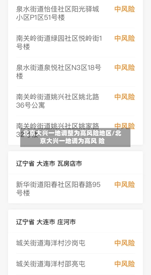 北京大兴一地调整为高风险地区/北京大兴一地调为高风 险