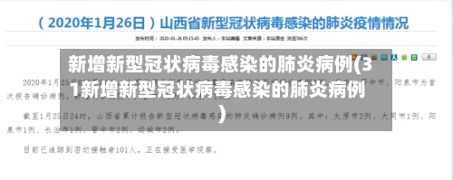 新增新型冠状病毒感染的肺炎病例(31新增新型冠状病毒感染的肺炎病例)