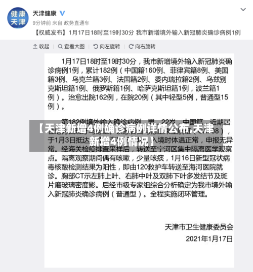 【天津新增4例确诊病例详情公布,天津新增4例情况】-第2张图片