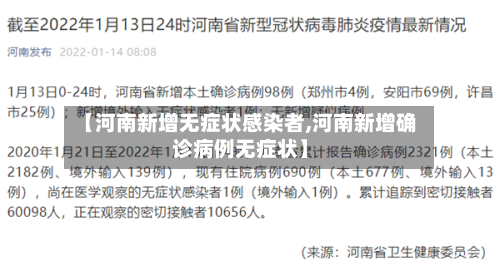 【河南新增无症状感染者,河南新增确诊病例无症状】