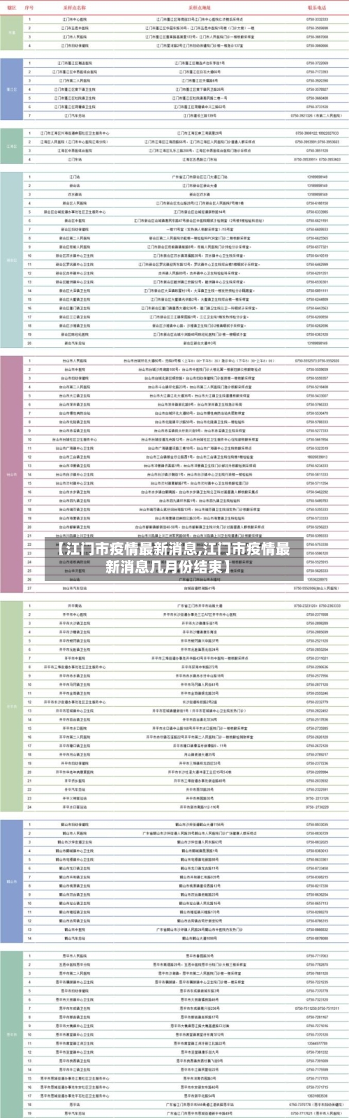 【江门市疫情最新消息,江门市疫情最新消息几月份结束】