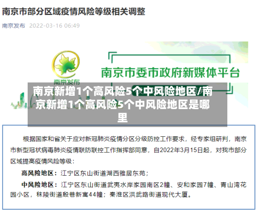 南京新增1个高风险5个中风险地区/南京新增1个高风险5个中风险地区是哪里-第3张图片