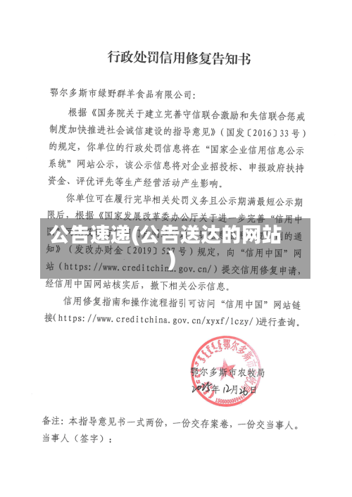 公告速递(公告送达的网站)