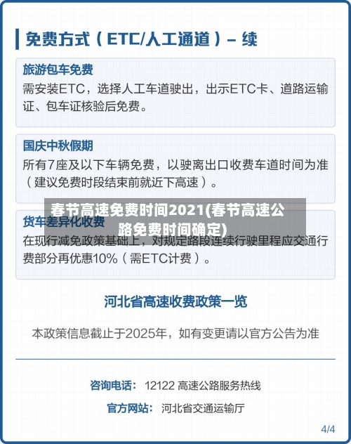 春节高速免费时间2021(春节高速公路免费时间确定)-第2张图片
