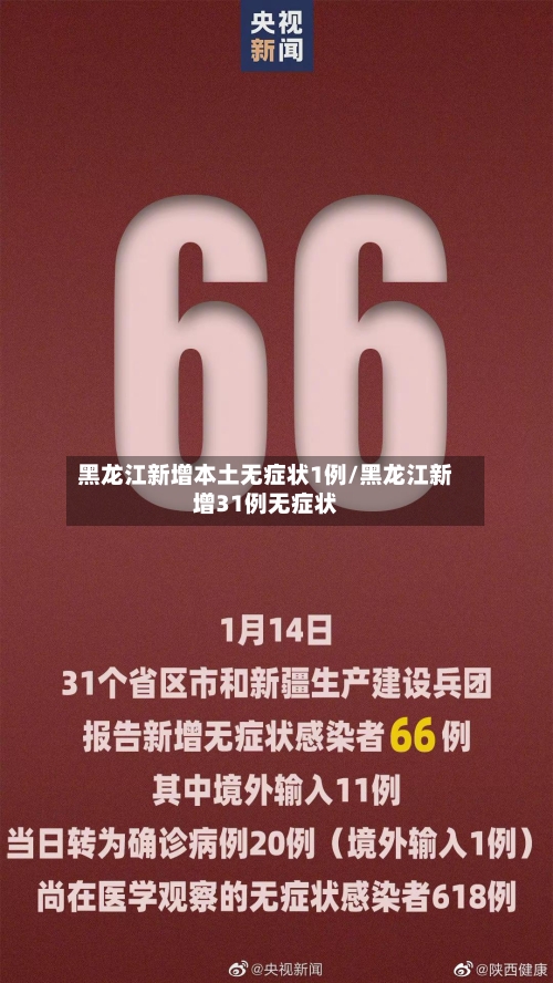 黑龙江新增本土无症状1例/黑龙江新增31例无症状