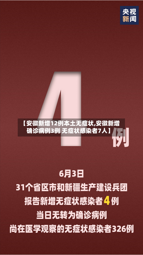 【安徽新增12例本土无症状,安徽新增确诊病例3例 无症状感染者7人】