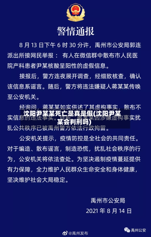 沈阳尹某某死亡是真是假(沈阳尹某某会判刑吗)-第2张图片