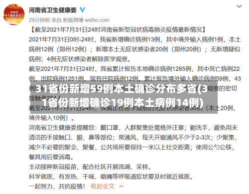31省份新增59例本土确诊分布多省(31省份新增确诊19例本土病例14例)