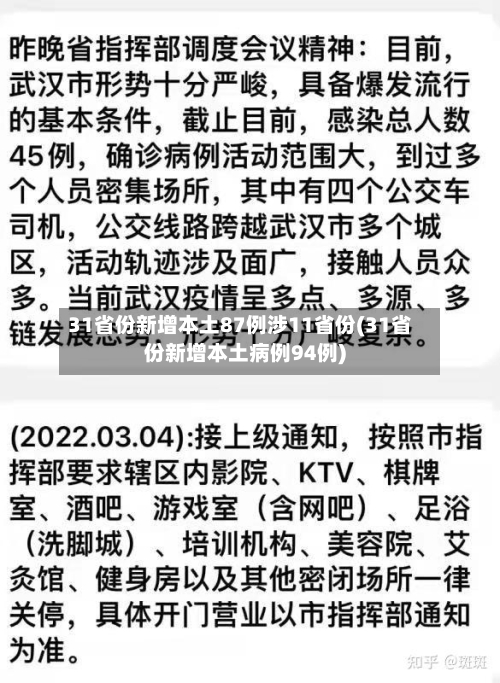 31省份新增本土87例涉11省份(31省份新增本土病例94例)