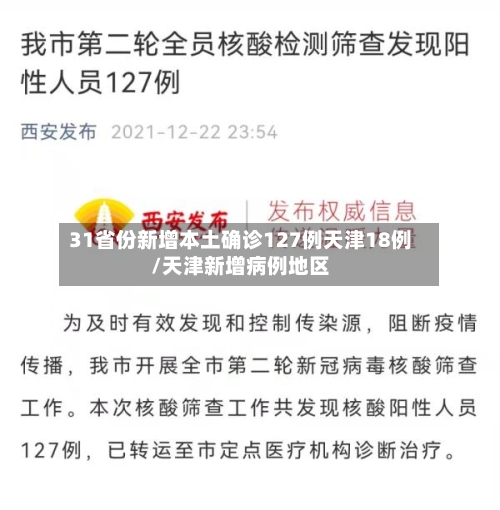 31省份新增本土确诊127例天津18例/天津新增病例地区