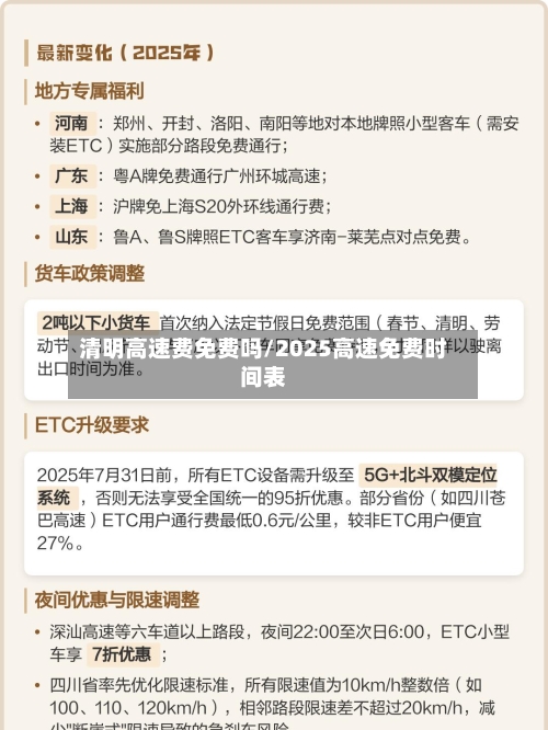 清明高速费免费吗/2025高速免费时间表