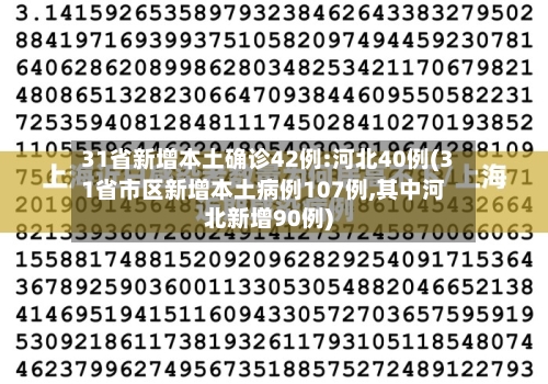 31省新增本土确诊42例:河北40例(31省市区新增本土病例107例,其中河北新增90例)