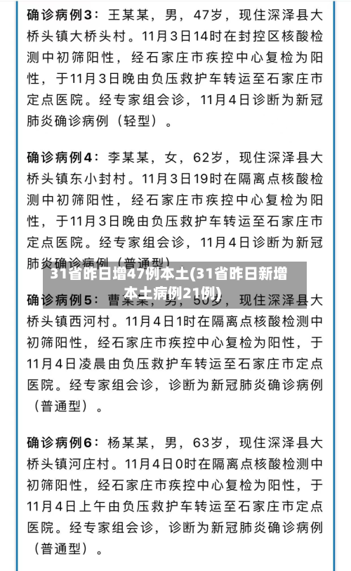 31省昨日增47例本土(31省昨日新增本土病例21例)