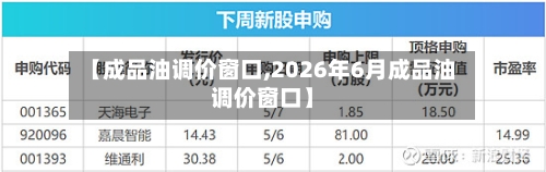 【成品油调价窗口,2026年6月成品油调价窗口】