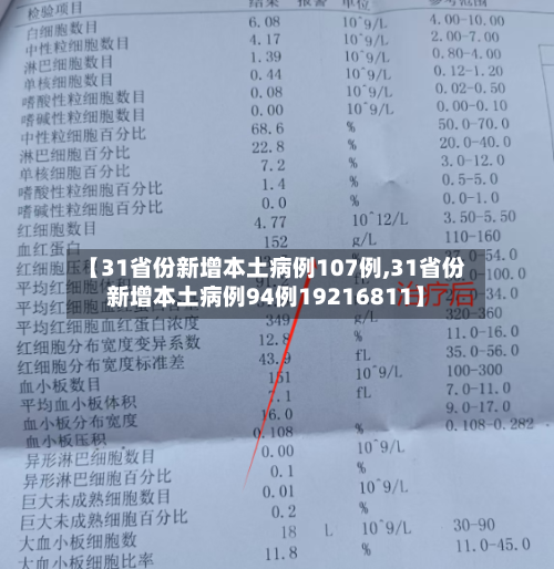 【31省份新增本土病例107例,31省份新增本土病例94例19216811】