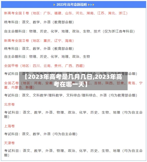 【2023年高考是几月几日,2023年高考在哪一天】