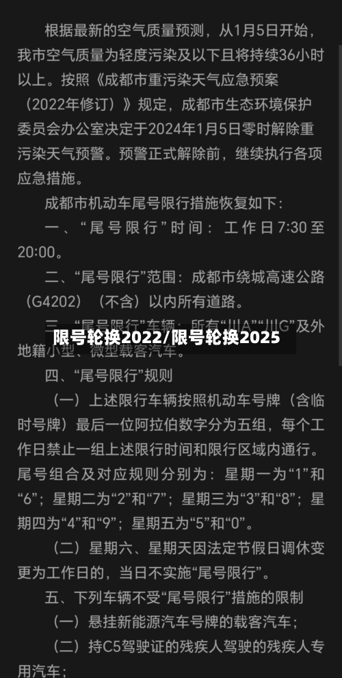 限号轮换2022/限号轮换2025