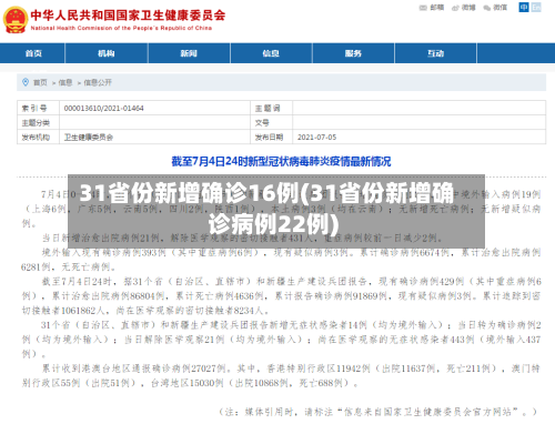 31省份新增确诊16例(31省份新增确诊病例22例)-第2张图片