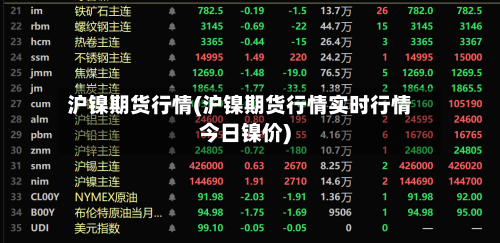 沪镍期货行情(沪镍期货行情实时行情今日镍价)
