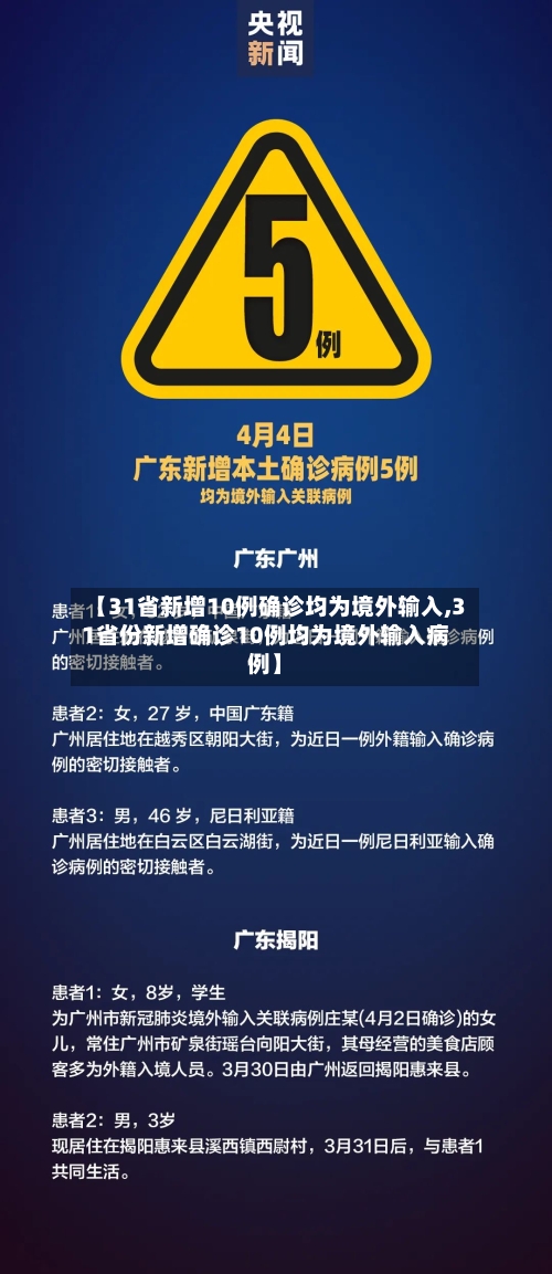 【31省新增10例确诊均为境外输入,31省份新增确诊10例均为境外输入病例】