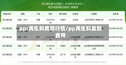 ppr再生料费用行情/pp再生料最新费用