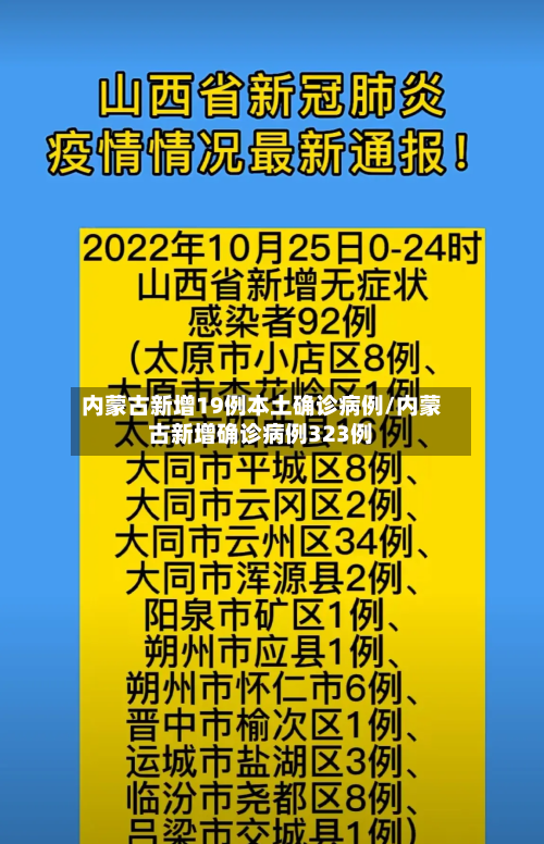 内蒙古新增19例本土确诊病例/内蒙古新增确诊病例323例