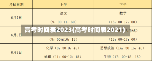 高考时间表2023(高考时间表2021)