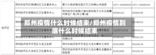 郑州疫情什么时候结束/郑州疫情到底什么时候结束