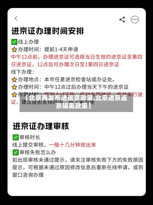 【北京再发布进返京政策,北京进京返京隔离政策】