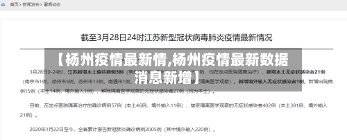 【杨州疫情最新情,杨州疫情最新数据消息新增】