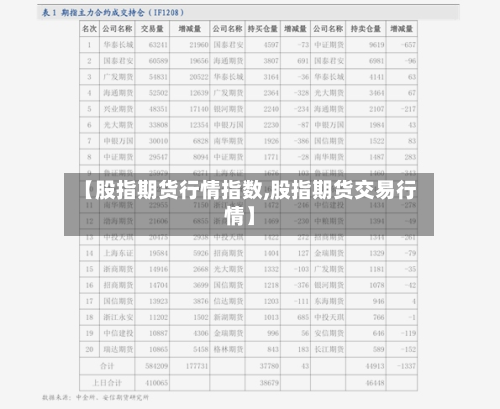 【股指期货行情指数,股指期货交易行情】-第2张图片