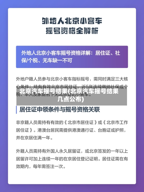 北京汽车摇号结果(北京汽车摇号结果几点公布)